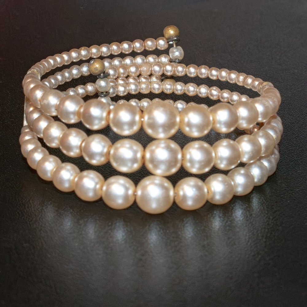 Faux Pearl 3-Tier Cuff Bracelet - Picture 5 of 5
